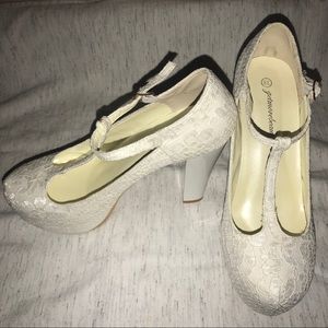 Wore Once - White Lace High Heels